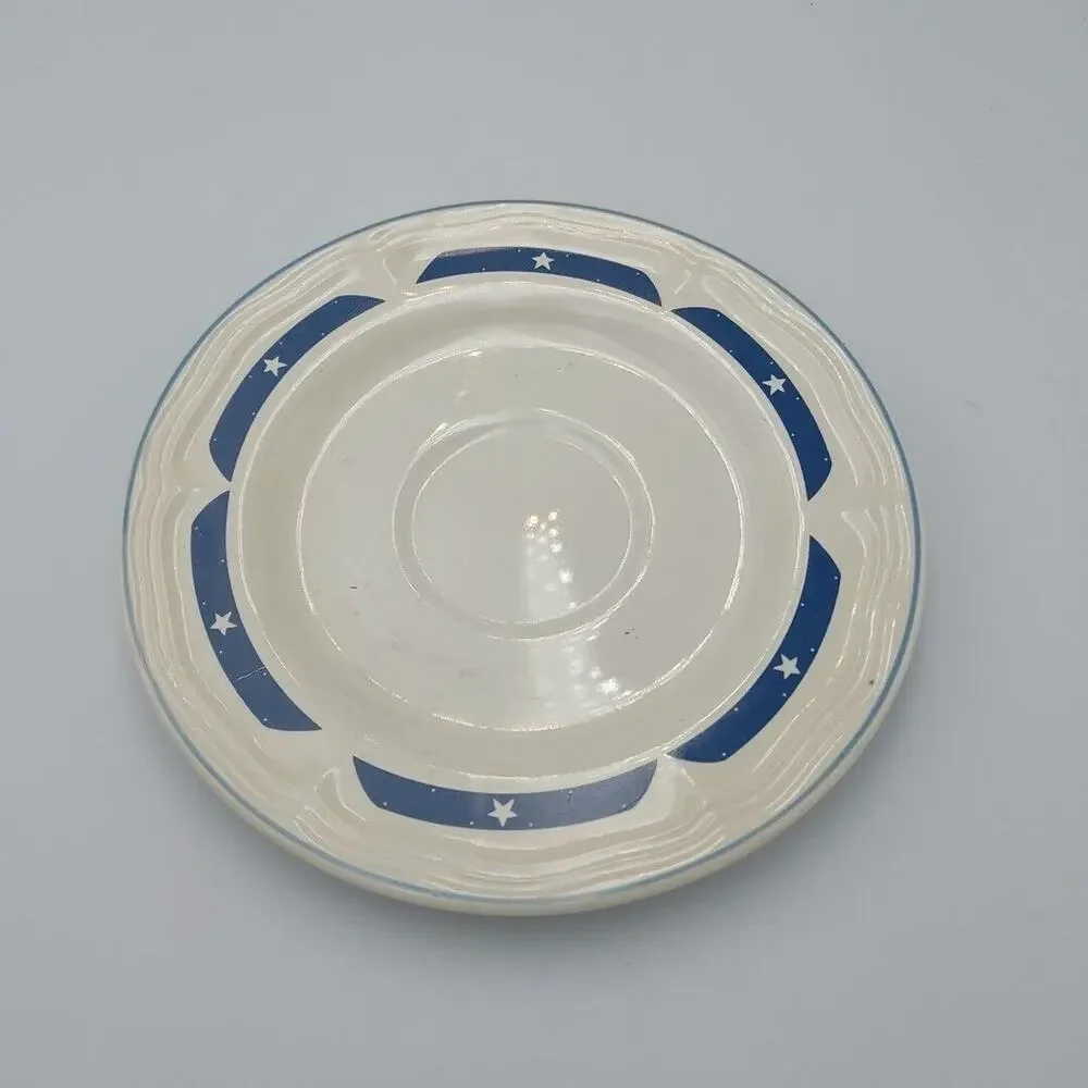 Tienshan Stoneware white & Blue Saucer‎ from the Fantasy Unicorn Set VTG